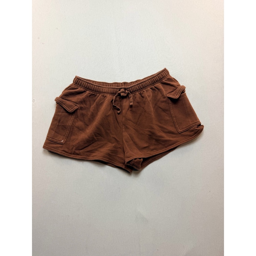 No Boundaries Cargo Shorts Women L Brown Excellent Fleece Drawstring Pocket
